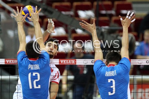  21.09.2013 GDANSK ERGO ARENA<br />SIATKOWKA MEZCZYZN<br />MISTRZOSTWA EUROPY W SIATKOWCE MEZCZYZN 2013 CEV VELUX<br />VOLLEYBALL EUROPEAN CHAMPIONSHIP MEN 2013 - FINAL ROUND <br />GRUPA B ( GROUP B )<br />SLOWACJA - TURCJA ( SLOVAKIA - TURKEY )<br />N/Z METIN TOY MATEJ PATAK EMANUEL KOHUT <br /> 