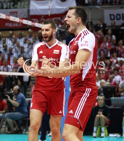 21.09.2013 GDANSK ERGO ARENA<br />SIATKOWKA MEZCZYZN<br />MISTRZOSTWA EUROPY W SIATKOWCE MEZCZYZN 2013 CEV VELUX<br />VOLLEYBALL EUROPEAN CHAMPIONSHIP MEN 2013 - FINAL ROUND <br />GRUPA B ( GROUP B )<br />FRANCJA - POLSKA ( FRANCE - POLAND )<br />N/Z MARCIN MOZDZONEK BARTOSZ KUREK RADOSC EMOCJE <br /> 