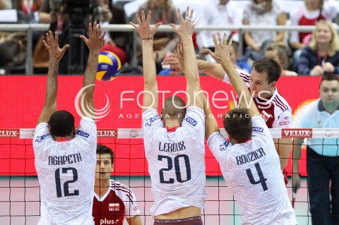  21.09.2013 GDANSK ERGO ARENA<br />SIATKOWKA MEZCZYZN<br />MISTRZOSTWA EUROPY W SIATKOWCE MEZCZYZN 2013 CEV VELUX<br />VOLLEYBALL EUROPEAN CHAMPIONSHIP MEN 2013 - FINAL ROUND <br />GRUPA B ( GROUP B )<br />FRANCJA - POLSKA ( FRANCE - POLAND )<br />N/Z BARTOSZ KUREK EARVIN NGAPETH KEVIN LE ROUX ANTONIN ROUZIER <br /> 