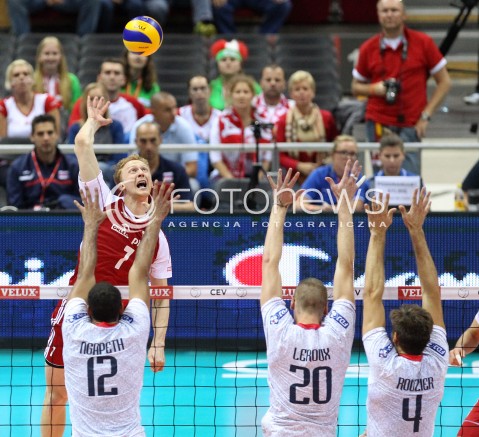  21.09.2013 GDANSK ERGO ARENA<br />SIATKOWKA MEZCZYZN<br />MISTRZOSTWA EUROPY W SIATKOWCE MEZCZYZN 2013 CEV VELUX<br />VOLLEYBALL EUROPEAN CHAMPIONSHIP MEN 2013 - FINAL ROUND <br />GRUPA B ( GROUP B )<br />FRANCJA - POLSKA ( FRANCE - POLAND )<br />N/Z JAKUB JAROSZ EARVIN NGAPETH KEVIN LE ROUX ANTONIN ROUZIER <br /> 