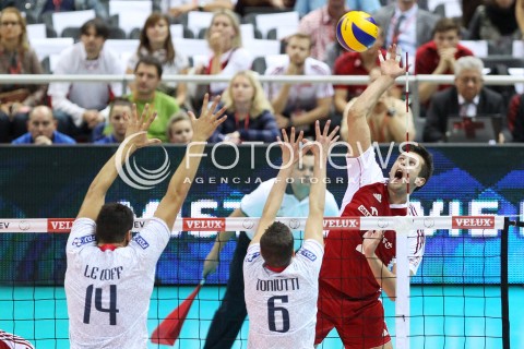  21.09.2013 GDANSK ERGO ARENA<br />SIATKOWKA MEZCZYZN<br />MISTRZOSTWA EUROPY W SIATKOWCE MEZCZYZN 2013 CEV VELUX<br />VOLLEYBALL EUROPEAN CHAMPIONSHIP MEN 2013 - FINAL ROUND <br />GRUPA B ( GROUP B )<br />FRANCJA - POLSKA ( FRANCE - POLAND )<br />N/Z MICHAL WINIARSKI BENJAMIN TONIUTTI NICOLAS LE GOFF <br /> 