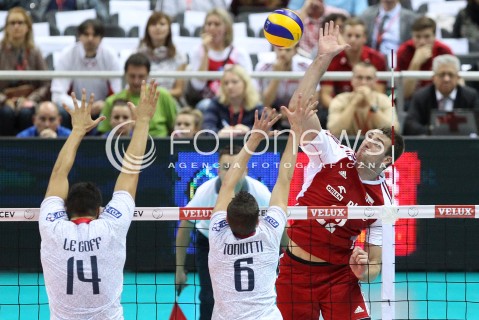  21.09.2013 GDANSK ERGO ARENA<br />SIATKOWKA MEZCZYZN<br />MISTRZOSTWA EUROPY W SIATKOWCE MEZCZYZN 2013 CEV VELUX<br />VOLLEYBALL EUROPEAN CHAMPIONSHIP MEN 2013 - FINAL ROUND <br />GRUPA B ( GROUP B )<br />FRANCJA - POLSKA ( FRANCE - POLAND )<br />N/Z GRZEGORZ BOCIEK NICOLAS LE GOFF BENJAMIN TONIUTTI <br /> 