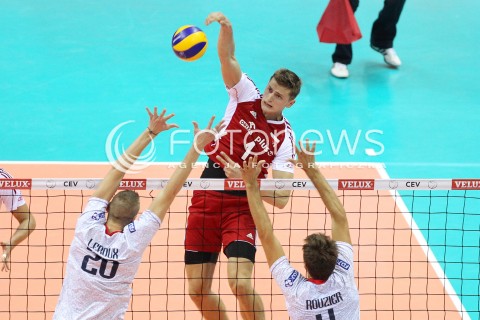  21.09.2013 GDANSK ERGO ARENA<br />SIATKOWKA MEZCZYZN<br />MISTRZOSTWA EUROPY W SIATKOWCE MEZCZYZN 2013 CEV VELUX<br />VOLLEYBALL EUROPEAN CHAMPIONSHIP MEN 2013 - FINAL ROUND <br />GRUPA B ( GROUP B )<br />FRANCJA - POLSKA ( FRANCE - POLAND )<br />N/Z PIOTR NOWAKOWSKI KEVIN LE ROUX ANTONIN ROUZIER <br /> 