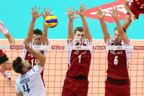  21.09.2013 GDANSK ERGO ARENA<br />SIATKOWKA MEZCZYZN<br />MISTRZOSTWA EUROPY W SIATKOWCE MEZCZYZN 2013 CEV VELUX<br />VOLLEYBALL EUROPEAN CHAMPIONSHIP MEN 2013 - FINAL ROUND <br />GRUPA B ( GROUP B )<br />FRANCJA - POLSKA ( FRANCE - POLAND )<br />N/Z LUKASZ ZYGADLO PIOTR NOWAKOWSKI BARTOSZ KUREK ANTONIN ROUZIER <br /> 