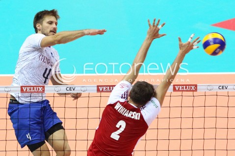  21.09.2013 GDANSK ERGO ARENA<br />SIATKOWKA MEZCZYZN<br />MISTRZOSTWA EUROPY W SIATKOWCE MEZCZYZN 2013 CEV VELUX<br />VOLLEYBALL EUROPEAN CHAMPIONSHIP MEN 2013 - FINAL ROUND <br />GRUPA B ( GROUP B )<br />FRANCJA - POLSKA ( FRANCE - POLAND )<br />N/Z ANTONIN ROUZIER MICHAL WINIARSKI <br /> 
