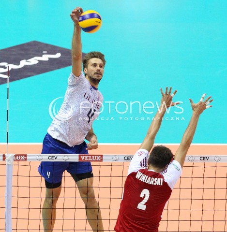  21.09.2013 GDANSK ERGO ARENA<br />SIATKOWKA MEZCZYZN<br />MISTRZOSTWA EUROPY W SIATKOWCE MEZCZYZN 2013 CEV VELUX<br />VOLLEYBALL EUROPEAN CHAMPIONSHIP MEN 2013 - FINAL ROUND <br />GRUPA B ( GROUP B )<br />FRANCJA - POLSKA ( FRANCE - POLAND )<br />N/Z ANTONIN ROUZIER MICHAL WINIARSKI <br /> 