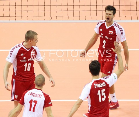  21.09.2013 GDANSK ERGO ARENA<br />SIATKOWKA MEZCZYZN<br />MISTRZOSTWA EUROPY W SIATKOWCE MEZCZYZN 2013 CEV VELUX<br />VOLLEYBALL EUROPEAN CHAMPIONSHIP MEN 2013 - FINAL ROUND <br />GRUPA B ( GROUP B )<br />FRANCJA - POLSKA ( FRANCE - POLAND )<br />N/Z MICHAL WINIARSKI LUKASZ WISNIEWSKI PAWEL ZATORSKI LUKASZ ZYGADLO RADOSC EMOCJE <br /> 