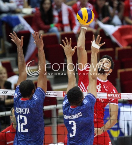  22.09.2013 GDANSK ERGO ARENA<br />SIATKOWKA MEZCZYZN<br />MISTRZOSTWA EUROPY W SIATKOWCE MEZCZYZN 2013 CEV VELUX<br />VOLLEYBALL EUROPEAN CHAMPIONSHIP MEN 2013 - FINAL ROUND <br />GRUPA B ( GROUP B )<br />TURCJA - FRANCJA ( TURKEY - FRANCE )<br />N/Z METIN TOY EARVIN NGAPETH GERALD HARDY-DESSOURCES <br /> 
