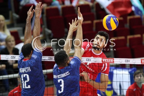  22.09.2013 GDANSK ERGO ARENA<br />SIATKOWKA MEZCZYZN<br />MISTRZOSTWA EUROPY W SIATKOWCE MEZCZYZN 2013 CEV VELUX<br />VOLLEYBALL EUROPEAN CHAMPIONSHIP MEN 2013 - FINAL ROUND <br />GRUPA B ( GROUP B )<br />TURCJA - FRANCJA ( TURKEY - FRANCE )<br />N/Z METIN TOY EARVIN NGAPETH GERALD HARDY-DESSOURCES <br /> 