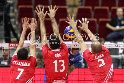  22.09.2013 GDANSK ERGO ARENA<br />SIATKOWKA MEZCZYZN<br />MISTRZOSTWA EUROPY W SIATKOWCE MEZCZYZN 2013 CEV VELUX<br />VOLLEYBALL EUROPEAN CHAMPIONSHIP MEN 2013 - FINAL ROUND <br />GRUPA B ( GROUP B )<br />TURCJA - FRANCJA ( TURKEY - FRANCE )<br />N/Z EARVIN NGAPETH CAN AYVAZOGLU EMIN GOK KEMAL KIVANC ELGAZ <br /> 