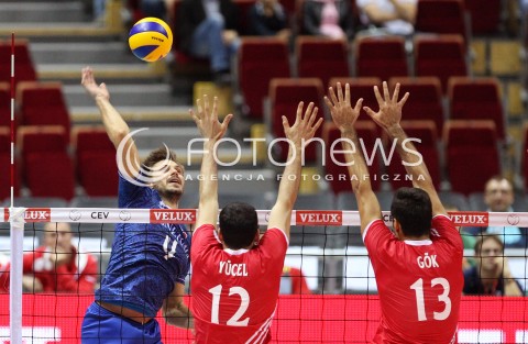  22.09.2013 GDANSK ERGO ARENA<br />SIATKOWKA MEZCZYZN<br />MISTRZOSTWA EUROPY W SIATKOWCE MEZCZYZN 2013 CEV VELUX<br />VOLLEYBALL EUROPEAN CHAMPIONSHIP MEN 2013 - FINAL ROUND <br />GRUPA B ( GROUP B )<br />TURCJA - FRANCJA ( TURKEY - FRANCE )<br />N/Z ANTONIN ROUZIER HALIL IBRAHIM YUCEL EMIN GOK <br /> 