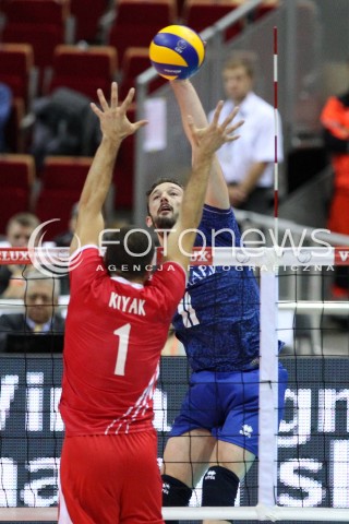  22.09.2013 GDANSK ERGO ARENA<br />SIATKOWKA MEZCZYZN<br />MISTRZOSTWA EUROPY W SIATKOWCE MEZCZYZN 2013 CEV VELUX<br />VOLLEYBALL EUROPEAN CHAMPIONSHIP MEN 2013 - FINAL ROUND <br />GRUPA B ( GROUP B )<br />TURCJA - FRANCJA ( TURKEY - FRANCE )<br />N/Z JULIEN LYNEEL ULAS KIYAK <br /> 