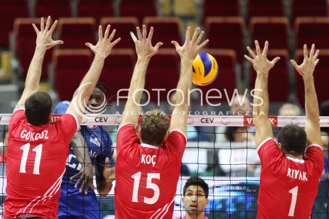  22.09.2013 GDANSK ERGO ARENA<br />SIATKOWKA MEZCZYZN<br />MISTRZOSTWA EUROPY W SIATKOWCE MEZCZYZN 2013 CEV VELUX<br />VOLLEYBALL EUROPEAN CHAMPIONSHIP MEN 2013 - FINAL ROUND <br />GRUPA B ( GROUP B )<br />TURCJA - FRANCJA ( TURKEY - FRANCE )<br />N/Z MORY SIDIBE GOKHAN GOKGOZ MUSTAFA KOC ULAS KIYAK <br /> 