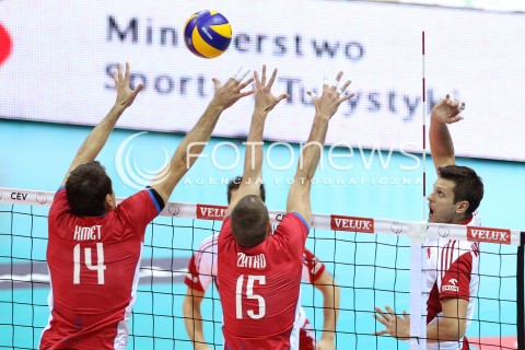  22.09.2013 GDANSK ERGO ARENA<br />SIATKOWKA MEZCZYZN<br />MISTRZOSTWA EUROPY W SIATKOWCE MEZCZYZN 2013 CEV VELUX<br />VOLLEYBALL EUROPEAN CHAMPIONSHIP MEN 2013 - FINAL ROUND <br />GRUPA B ( GROUP B )<br />POLSKA - SLOWACJA ( POLSKA - SLOWACJA )<br />N/Z MICHAL WINIARSKI TOMAS KMET JURAJ ZATKO <br /> 