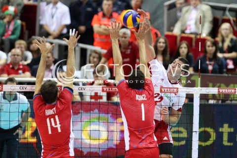  22.09.2013 GDANSK ERGO ARENA<br />SIATKOWKA MEZCZYZN<br />MISTRZOSTWA EUROPY W SIATKOWCE MEZCZYZN 2013 CEV VELUX<br />VOLLEYBALL EUROPEAN CHAMPIONSHIP MEN 2013 - FINAL ROUND <br />GRUPA B ( GROUP B )<br />POLSKA - SLOWACJA ( POLSKA - SLOWACJA )<br />N/Z GRZEGORZ BOCIEK TOMAS KMET MILAN BENCZ <br /> 