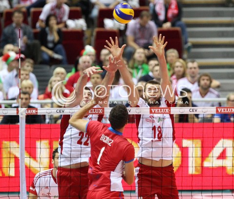  22.09.2013 GDANSK ERGO ARENA<br />SIATKOWKA MEZCZYZN<br />MISTRZOSTWA EUROPY W SIATKOWCE MEZCZYZN 2013 CEV VELUX<br />VOLLEYBALL EUROPEAN CHAMPIONSHIP MEN 2013 - FINAL ROUND <br />GRUPA B ( GROUP B )<br />POLSKA - SLOWACJA ( POLSKA - SLOWACJA )<br />N/Z GRZEGORZ BOCIEK MARCIN MOZDZONEK MILAN BENCZ <br /> 