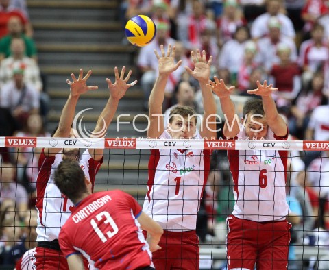  22.09.2013 GDANSK ERGO ARENA<br />SIATKOWKA MEZCZYZN<br />MISTRZOSTWA EUROPY W SIATKOWCE MEZCZYZN 2013 CEV VELUX<br />VOLLEYBALL EUROPEAN CHAMPIONSHIP MEN 2013 - FINAL ROUND <br />GRUPA B ( GROUP B )<br />POLSKA - SLOWACJA ( POLSKA - SLOWACJA )<br />N/Z PIOTR NOWAKOWSKI BARTOSZ KUREK LUKASZ ZYGADLO STEFAN JUNIOR CHRTIANSKY <br /> 