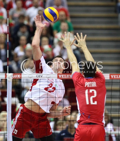  22.09.2013 GDANSK ERGO ARENA<br />SIATKOWKA MEZCZYZN<br />MISTRZOSTWA EUROPY W SIATKOWCE MEZCZYZN 2013 CEV VELUX<br />VOLLEYBALL EUROPEAN CHAMPIONSHIP MEN 2013 - FINAL ROUND <br />GRUPA B ( GROUP B )<br />POLSKA - SLOWACJA ( POLSKA - SLOWACJA )<br />N/Z GRZEGORZ BOCIEK MATEJ PATAK <br /> 