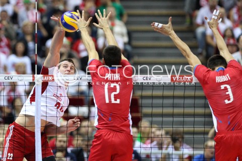  22.09.2013 GDANSK ERGO ARENA<br />SIATKOWKA MEZCZYZN<br />MISTRZOSTWA EUROPY W SIATKOWCE MEZCZYZN 2013 CEV VELUX<br />VOLLEYBALL EUROPEAN CHAMPIONSHIP MEN 2013 - FINAL ROUND <br />GRUPA B ( GROUP B )<br />POLSKA - SLOWACJA ( POLSKA - SLOWACJA )<br />N/Z GRZEGORZ BOCIEK MATEJ PATAK EMANUEL KOHUT <br /> 