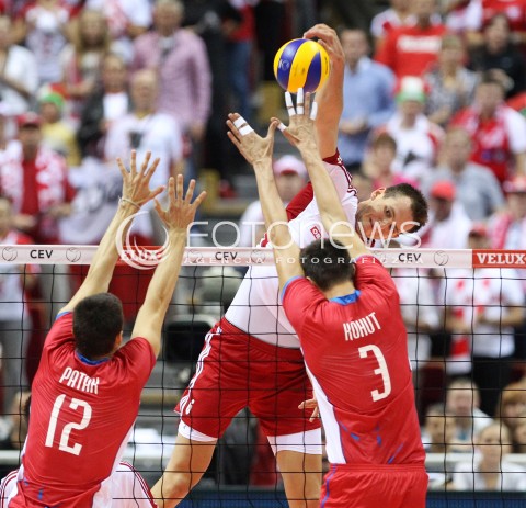  22.09.2013 GDANSK ERGO ARENA<br />SIATKOWKA MEZCZYZN<br />MISTRZOSTWA EUROPY W SIATKOWCE MEZCZYZN 2013 CEV VELUX<br />VOLLEYBALL EUROPEAN CHAMPIONSHIP MEN 2013 - FINAL ROUND <br />GRUPA B ( GROUP B )<br />POLSKA - SLOWACJA ( POLSKA - SLOWACJA )<br />N/Z BARTOSZ KUREK MATEJ PATAK EMANUEL KOHUT <br /> 