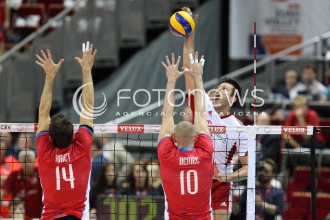  22.09.2013 GDANSK ERGO ARENA<br />SIATKOWKA MEZCZYZN<br />MISTRZOSTWA EUROPY W SIATKOWCE MEZCZYZN 2013 CEV VELUX<br />VOLLEYBALL EUROPEAN CHAMPIONSHIP MEN 2013 - FINAL ROUND <br />GRUPA B ( GROUP B )<br />POLSKA - SLOWACJA ( POLSKA - SLOWACJA )<br />N/Z MICHAL WINIARSKI TOMAS KMET MARTIN NEMEC  <br /> 