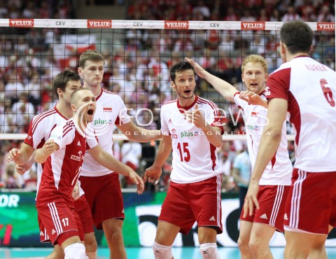  22.09.2013 GDANSK ERGO ARENA<br />SIATKOWKA MEZCZYZN<br />MISTRZOSTWA EUROPY W SIATKOWCE MEZCZYZN 2013 CEV VELUX<br />VOLLEYBALL EUROPEAN CHAMPIONSHIP MEN 2013 - FINAL ROUND <br />GRUPA B ( GROUP B )<br />POLSKA - SLOWACJA ( POLSKA - SLOWACJA )<br />N/Z PAWEL ZATORSKI LUKASZ ZYGADLO PIOTR NOWAKOWSKI MICHAL KUBIAK JAKUB JAROSZ BARTOSZ KUREK RADOSC EMOCJE <br /> 