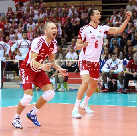  22.09.2013 GDANSK ERGO ARENA<br />SIATKOWKA MEZCZYZN<br />MISTRZOSTWA EUROPY W SIATKOWCE MEZCZYZN 2013 CEV VELUX<br />VOLLEYBALL EUROPEAN CHAMPIONSHIP MEN 2013 - FINAL ROUND <br />GRUPA B ( GROUP B )<br />POLSKA - SLOWACJA ( POLSKA - SLOWACJA )<br />N/Z PAWEL ZATORSKI BARTOSZ KUREK RADOSC EMOCJE SYLWETKA <br /> 
