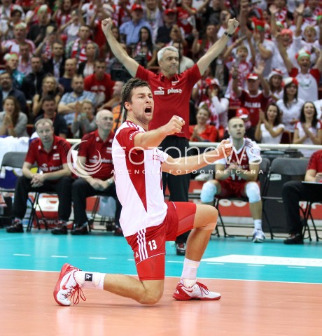  22.09.2013 GDANSK ERGO ARENA<br />SIATKOWKA MEZCZYZN<br />MISTRZOSTWA EUROPY W SIATKOWCE MEZCZYZN 2013 CEV VELUX<br />VOLLEYBALL EUROPEAN CHAMPIONSHIP MEN 2013 - FINAL ROUND <br />GRUPA B ( GROUP B )<br />POLSKA - SLOWACJA ( POLSKA - SLOWACJA )<br />N/Z MICHAL KUBIAK ANDREA ANASTASI RADOSC EMOCJE<br /> 