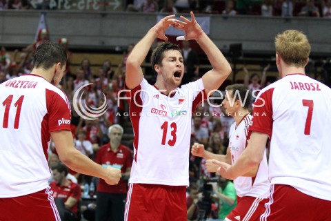  22.09.2013 GDANSK ERGO ARENA<br />SIATKOWKA MEZCZYZN<br />MISTRZOSTWA EUROPY W SIATKOWCE MEZCZYZN 2013 CEV VELUX<br />VOLLEYBALL EUROPEAN CHAMPIONSHIP MEN 2013 - FINAL ROUND <br />GRUPA B ( GROUP B )<br />POLSKA - SLOWACJA ( POLSKA - SLOWACJA )<br />N/Z MICHAL KUBIAK JAKUB JAROSZ FABIAN DRZYZGA RADOSC EMOCJE <br /> 