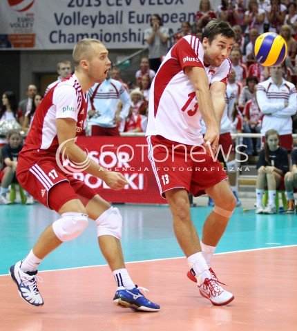  22.09.2013 GDANSK ERGO ARENA<br />SIATKOWKA MEZCZYZN<br />MISTRZOSTWA EUROPY W SIATKOWCE MEZCZYZN 2013 CEV VELUX<br />VOLLEYBALL EUROPEAN CHAMPIONSHIP MEN 2013 - FINAL ROUND <br />GRUPA B ( GROUP B )<br />POLSKA - SLOWACJA ( POLSKA - SLOWACJA )<br />N/Z MICHAL KUBIAK PAWEL ZATORSKI <br /> 