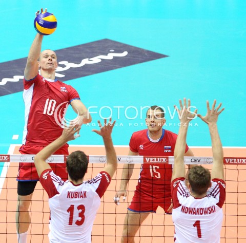  22.09.2013 GDANSK ERGO ARENA<br />SIATKOWKA MEZCZYZN<br />MISTRZOSTWA EUROPY W SIATKOWCE MEZCZYZN 2013 CEV VELUX<br />VOLLEYBALL EUROPEAN CHAMPIONSHIP MEN 2013 - FINAL ROUND <br />GRUPA B ( GROUP B )<br />POLSKA - SLOWACJA ( POLSKA - SLOWACJA )<br />N/Z MARTIN NEMEC JURAJ ZATKO MICHAL KUBIAK PIOTR NOWAKOWSKI <br /> 