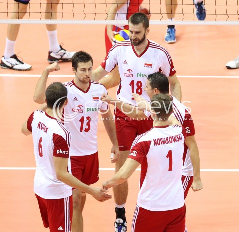  22.09.2013 GDANSK ERGO ARENA<br />SIATKOWKA MEZCZYZN<br />MISTRZOSTWA EUROPY W SIATKOWCE MEZCZYZN 2013 CEV VELUX<br />VOLLEYBALL EUROPEAN CHAMPIONSHIP MEN 2013 - FINAL ROUND <br />GRUPA B ( GROUP B )<br />POLSKA - SLOWACJA ( POLSKA - SLOWACJA )<br />N/Z MICHAL KUBIAK MARCIN MOZDZONEK BARTOSZ KUREK PIOTR NOWAKOWSKI RADOSC EMOCJE <br /> 
