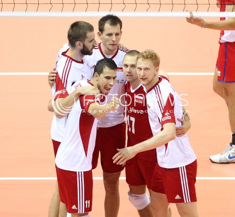  22.09.2013 GDANSK ERGO ARENA<br />SIATKOWKA MEZCZYZN<br />MISTRZOSTWA EUROPY W SIATKOWCE MEZCZYZN 2013 CEV VELUX<br />VOLLEYBALL EUROPEAN CHAMPIONSHIP MEN 2013 - FINAL ROUND <br />GRUPA B ( GROUP B )<br />POLSKA - SLOWACJA ( POLSKA - SLOWACJA )<br />N/Z BARTOSZ KUREK FABIAN DRZYZGA JAKUB JAROSZ PAWEL ZATORSKI MARCIN MOZDZONEK RADOSC EMOCJE <br /> 