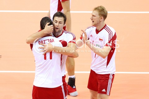  22.09.2013 GDANSK ERGO ARENA<br />SIATKOWKA MEZCZYZN<br />MISTRZOSTWA EUROPY W SIATKOWCE MEZCZYZN 2013 CEV VELUX<br />VOLLEYBALL EUROPEAN CHAMPIONSHIP MEN 2013 - FINAL ROUND <br />GRUPA B ( GROUP B )<br />POLSKA - SLOWACJA ( POLSKA - SLOWACJA )<br />N/Z MICHAL KUBIAK JAKUB JAROSZ FABIAN DRZYZGA RADOSC EMOCJE <br /> 