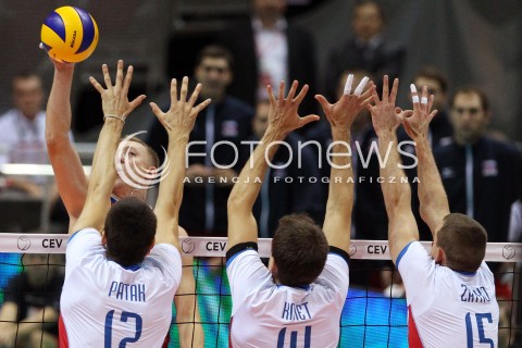  24.09.2013 GDANSK ERGO ARENA<br />SIATKOWKA MEZCZYZN<br />MISTRZOSTWA EUROPY W SIATKOWCE MEZCZYZN 2013 CEV VELUX<br />VOLLEYBALL EUROPEAN CHAMPIONSHIP MEN 2013 - FINAL ROUND <br />BARAZE O AWANS DO CWIERCFINALU<br />ROSJA - SLOWACJA ( RUSSIA - SLOVAKIA )<br />N/Z ALEXEY SPIRIDONOV MATEJ PATAK TOMAS KMET JURAJ ZATKO <br /> 