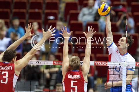  24.09.2013 GDANSK ERGO ARENA<br />SIATKOWKA MEZCZYZN<br />MISTRZOSTWA EUROPY W SIATKOWCE MEZCZYZN 2013 CEV VELUX<br />VOLLEYBALL EUROPEAN CHAMPIONSHIP MEN 2013 - FINAL ROUND <br />BARAZE O AWANS DO CWIERCFINALU<br />ROSJA - SLOWACJA ( RUSSIA - SLOVAKIA )<br />N/Z STEFAN JUNIOR CHRTIANSKY DMITRIY MUSERSKIY SERGEY GRANKIN <br /> 