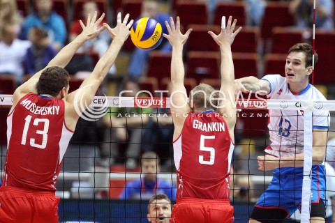  24.09.2013 GDANSK ERGO ARENA<br />SIATKOWKA MEZCZYZN<br />MISTRZOSTWA EUROPY W SIATKOWCE MEZCZYZN 2013 CEV VELUX<br />VOLLEYBALL EUROPEAN CHAMPIONSHIP MEN 2013 - FINAL ROUND <br />BARAZE O AWANS DO CWIERCFINALU<br />ROSJA - SLOWACJA ( RUSSIA - SLOVAKIA )<br />N/Z STEFAN JUNIOR CHRTIANSKY DMITRIY MUSERSKIY SERGEY GRANKIN <br /> 