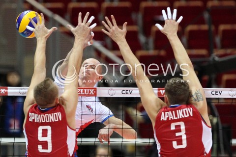  24.09.2013 GDANSK ERGO ARENA<br />SIATKOWKA MEZCZYZN<br />MISTRZOSTWA EUROPY W SIATKOWCE MEZCZYZN 2013 CEV VELUX<br />VOLLEYBALL EUROPEAN CHAMPIONSHIP MEN 2013 - FINAL ROUND <br />BARAZE O AWANS DO CWIERCFINALU<br />ROSJA - SLOWACJA ( RUSSIA - SLOVAKIA )<br />N/Z MARTIN NEMEC ALEXEY SPIRIDONOV NIKOLAY APALIKOV <br /> 