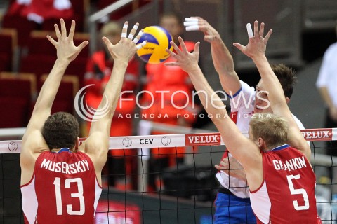  24.09.2013 GDANSK ERGO ARENA<br />SIATKOWKA MEZCZYZN<br />MISTRZOSTWA EUROPY W SIATKOWCE MEZCZYZN 2013 CEV VELUX<br />VOLLEYBALL EUROPEAN CHAMPIONSHIP MEN 2013 - FINAL ROUND <br />BARAZE O AWANS DO CWIERCFINALU<br />ROSJA - SLOWACJA ( RUSSIA - SLOVAKIA )<br />N/Z STEFAN JUNIOR CHRTIANSKY DMITRIY MUSERSKIY SERGEY GRANKIN <br /> 