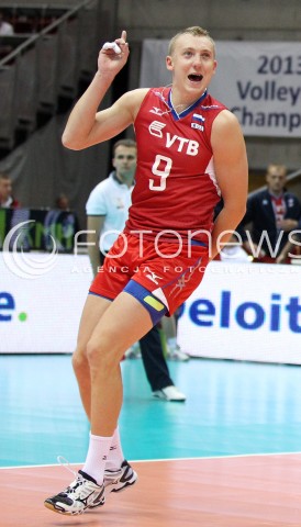  24.09.2013 GDANSK ERGO ARENA<br />SIATKOWKA MEZCZYZN<br />MISTRZOSTWA EUROPY W SIATKOWCE MEZCZYZN 2013 CEV VELUX<br />VOLLEYBALL EUROPEAN CHAMPIONSHIP MEN 2013 - FINAL ROUND <br />BARAZE O AWANS DO CWIERCFINALU<br />ROSJA - SLOWACJA ( RUSSIA - SLOVAKIA )<br />N/Z ALEXEY SPIRIDONOV SYLWETKA RADOSC EMOCJE <br /> 