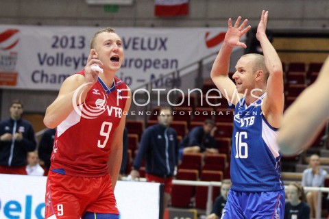  24.09.2013 GDANSK ERGO ARENA<br />SIATKOWKA MEZCZYZN<br />MISTRZOSTWA EUROPY W SIATKOWCE MEZCZYZN 2013 CEV VELUX<br />VOLLEYBALL EUROPEAN CHAMPIONSHIP MEN 2013 - FINAL ROUND <br />BARAZE O AWANS DO CWIERCFINALU<br />ROSJA - SLOWACJA ( RUSSIA - SLOVAKIA )<br />N/Z ALEXEY SPIRIDONOV ALEXEY VERBOV RADOSC EMOCJE <br /> 