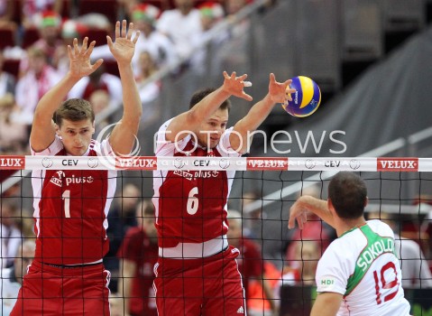  24.09.2013 GDANSK ERGO ARENA<br />SIATKOWKA MEZCZYZN<br />MISTRZOSTWA EUROPY W SIATKOWCE MEZCZYZN 2013 CEV VELUX<br />VOLLEYBALL EUROPEAN CHAMPIONSHIP MEN 2013 - FINAL ROUND <br />BARAZE O AWANS DO CWIERCFINALU<br />POLSKA - BULGARIA ( POLAND - BULGARIA )<br />N/Z PIOTR NOWAKOWSKI BARTOSZ KUREK TSVETAN SOKOLOV <br /> 