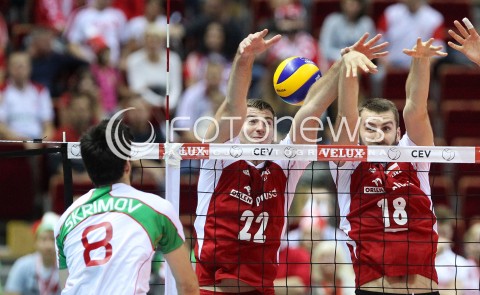  24.09.2013 GDANSK ERGO ARENA<br />SIATKOWKA MEZCZYZN<br />MISTRZOSTWA EUROPY W SIATKOWCE MEZCZYZN 2013 CEV VELUX<br />VOLLEYBALL EUROPEAN CHAMPIONSHIP MEN 2013 - FINAL ROUND <br />BARAZE O AWANS DO CWIERCFINALU<br />POLSKA - BULGARIA ( POLAND - BULGARIA )<br />N/Z GRZEGORZ BOCIEK MARCIN MOZDZONEK TODOR SKRIMOV <br /> 