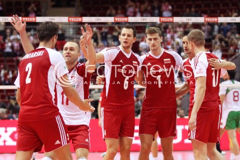  24.09.2013 GDANSK ERGO ARENA<br />SIATKOWKA MEZCZYZN<br />MISTRZOSTWA EUROPY W SIATKOWCE MEZCZYZN 2013 CEV VELUX<br />VOLLEYBALL EUROPEAN CHAMPIONSHIP MEN 2013 - FINAL ROUND <br />BARAZE O AWANS DO CWIERCFINALU<br />POLSKA - BULGARIA ( POLAND - BULGARIA )<br />N/Z PAWEL ZATORSKI BARTOSZ KUREK PIOTR NOWAKOWSKI MICHAL WINIARSKI RADOSC EMOCJE <br /> 
