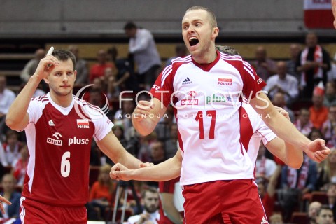  24.09.2013 GDANSK ERGO ARENA<br />SIATKOWKA MEZCZYZN<br />MISTRZOSTWA EUROPY W SIATKOWCE MEZCZYZN 2013 CEV VELUX<br />VOLLEYBALL EUROPEAN CHAMPIONSHIP MEN 2013 - FINAL ROUND <br />BARAZE O AWANS DO CWIERCFINALU<br />POLSKA - BULGARIA ( POLAND - BULGARIA )<br />N/Z BARTOSZ KUREK PAWEL ZATORSKI RADOSC EMOCJE <br /> 