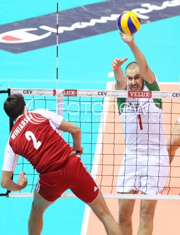  24.09.2013 GDANSK ERGO ARENA<br />SIATKOWKA MEZCZYZN<br />MISTRZOSTWA EUROPY W SIATKOWCE MEZCZYZN 2013 CEV VELUX<br />VOLLEYBALL EUROPEAN CHAMPIONSHIP MEN 2013 - FINAL ROUND <br />BARAZE O AWANS DO CWIERCFINALU<br />POLSKA - BULGARIA ( POLAND - BULGARIA )<br />N/Z GEORGI BRATOEV MICHAL WINIARSKI <br /> 