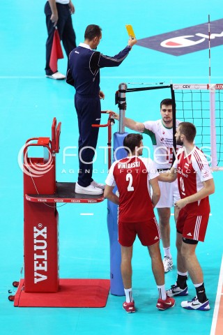  24.09.2013 GDANSK ERGO ARENA<br />SIATKOWKA MEZCZYZN<br />MISTRZOSTWA EUROPY W SIATKOWCE MEZCZYZN 2013 CEV VELUX<br />VOLLEYBALL EUROPEAN CHAMPIONSHIP MEN 2013 - FINAL ROUND <br />BARAZE O AWANS DO CWIERCFINALU<br />POLSKA - BULGARIA ( POLAND - BULGARIA )<br />N/Z ZOLTA KARTKA TODOR ALEKSIEV MICHAL WINIARSKI MARCIN MOZDZONEK <br /> 