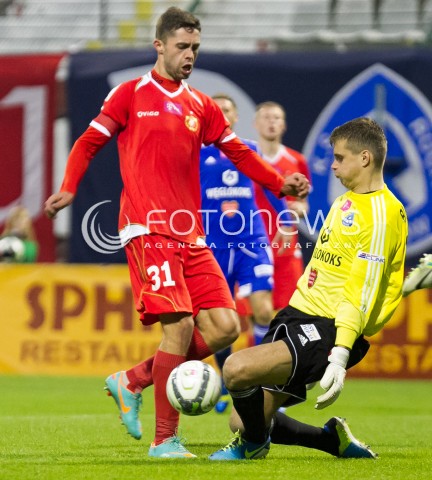  25.09.2013 LODZ PILKA NOZNA T-MOBILE EKSTRAKLASA SEZON 2013/2014 FOOTBALL POLISH EKSTRAKLASA SEASON WIDZEW LODZ - RUCH CHORZOW N/Z ALEN MELUNOVIC MICHAL BUCHALIK   