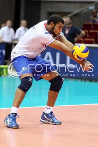  25.09.2013 GDANSK ERGO ARENA<br />SIATKOWKA MEZCZYZN<br />MISTRZOSTWA EUROPY W SIATKOWCE MEZCZYZN 2013 CEV VELUX<br />VOLLEYBALL EUROPEAN CHAMPIONSHIP MEN 2013 - FINAL ROUND <br />BARAZE O AWANS DO CWIERCFINALU<br />FRANCJA - ROSJA ( FRANCE - RUSSIA )<br />N/Z EARVIN NGAPETH SYLWETKA <br /> 
