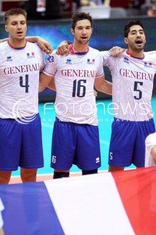  25.09.2013 GDANSK ERGO ARENA<br />SIATKOWKA MEZCZYZN<br />MISTRZOSTWA EUROPY W SIATKOWCE MEZCZYZN 2013 CEV VELUX<br />VOLLEYBALL EUROPEAN CHAMPIONSHIP MEN 2013 - FINAL ROUND <br />BARAZE O AWANS DO CWIERCFINALU<br />FRANCJA - ROSJA ( FRANCE - RUSSIA )<br />N/Z ANTONIN ROUZIER KEVIN TILLIE RAFAEL REDWITZ <br /> 